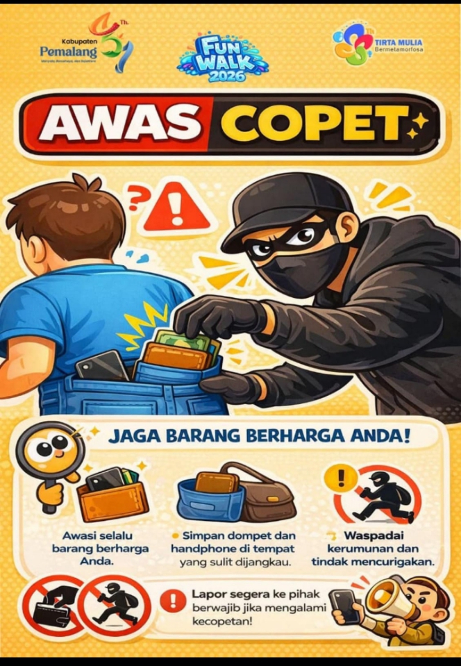 Begini Himbauan Perumda Air Minum Tirta Mulia, Dalam Kegiatan Fun Walk Pemalang Expo 2026 Agar Terhindar Dari Copet